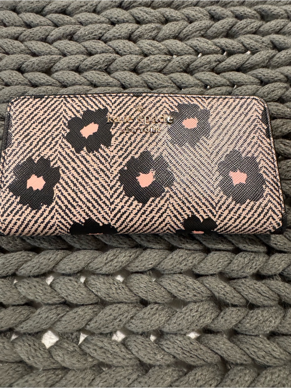 kate spade Pink and Black Floral Wallet